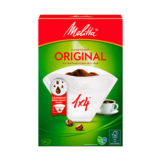 Фильтр для кофеварки Melitta 1x4, Германия, 40 шт. Фильтр для кофеварки 4 размер Melitta. Фильтры для заваривания кофе Melitta 1x4, бумажные, 40шт. Фильтры для кофеварки бумажные Мелита.